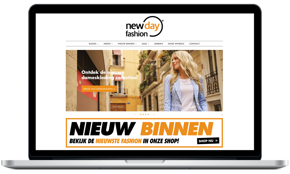 Portfolio webdesign: Website voorbeeld www.newdayfashion.nl webdesign door Arloz.