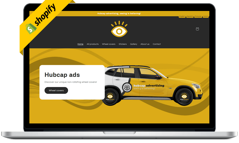 Portfolio e-commerce: Webshop voorbeeld www.hubcapadvertising.com e-commerce webdesign door Arloz.